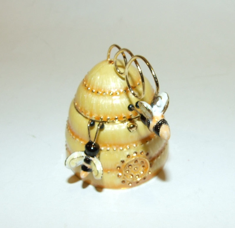 Copy of Bee Hive Bejeweled u0026 Enameled Hinged Trinket Box With Austrian  Crystals