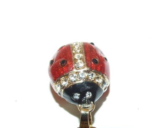 Lady Bug Trinket Box good with Lady Bug Necklace Pendent